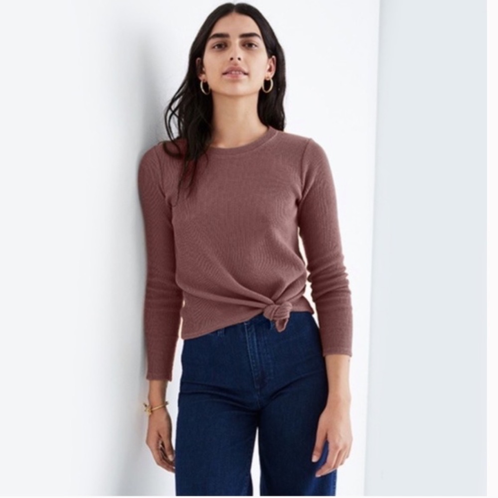 Madewell Texture & Thread Jacquard Knot Front Top in Mauve - Picture 1 of 5